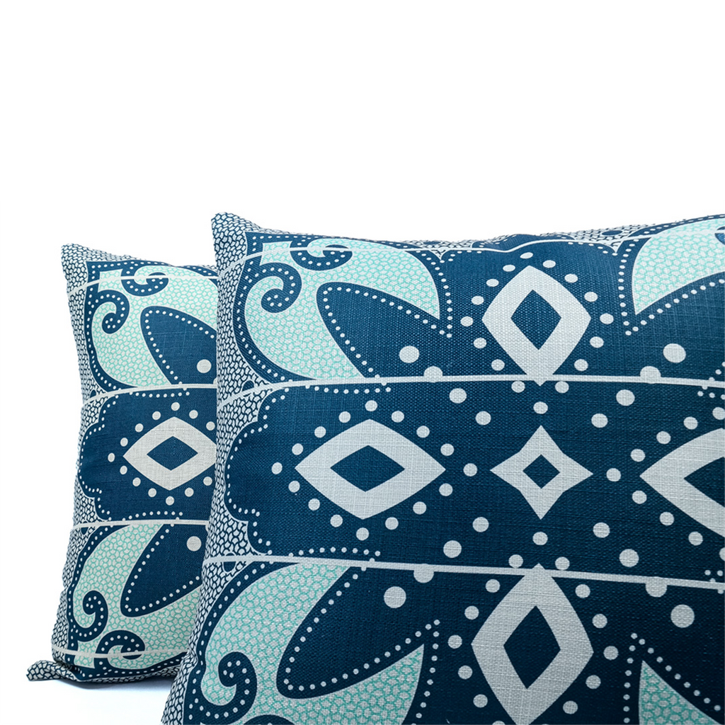 OBJECT: SPIRIT OF BASOTHO INDIGO & MINT BANDED [POLY WEAVE CUSHION COVER] // REF: PW-SS-PL200