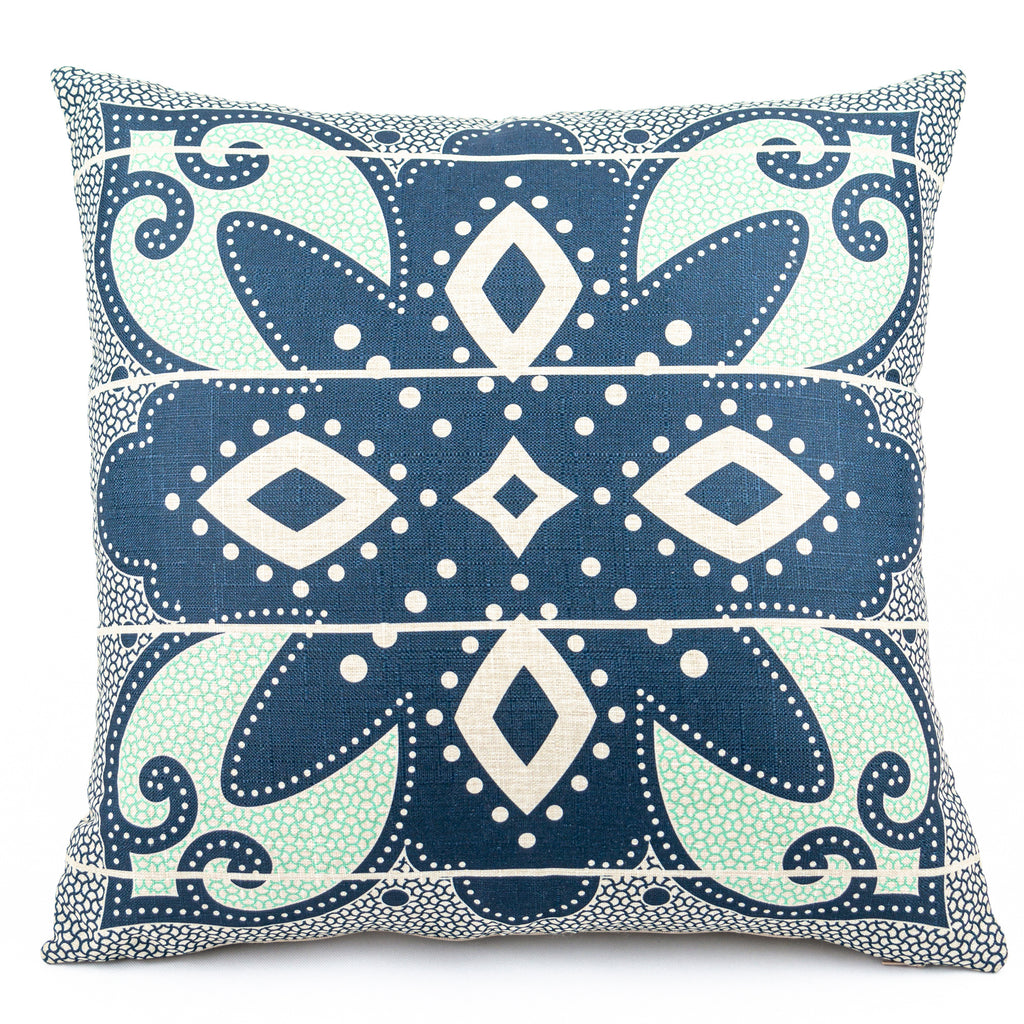 OBJECT: SPIRIT OF BASOTHO INDIGO & MINT BANDED [POLY WEAVE CUSHION COVER] // REF: PW-SS-PL200