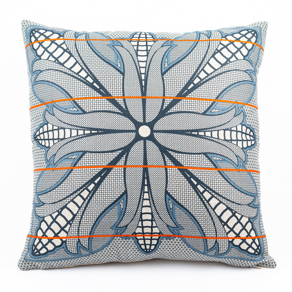 OBJECT: POONE EA BASOTHO SLATE BLUE & ORANGE CUSHION COVER // REF: PW-SS-PL200