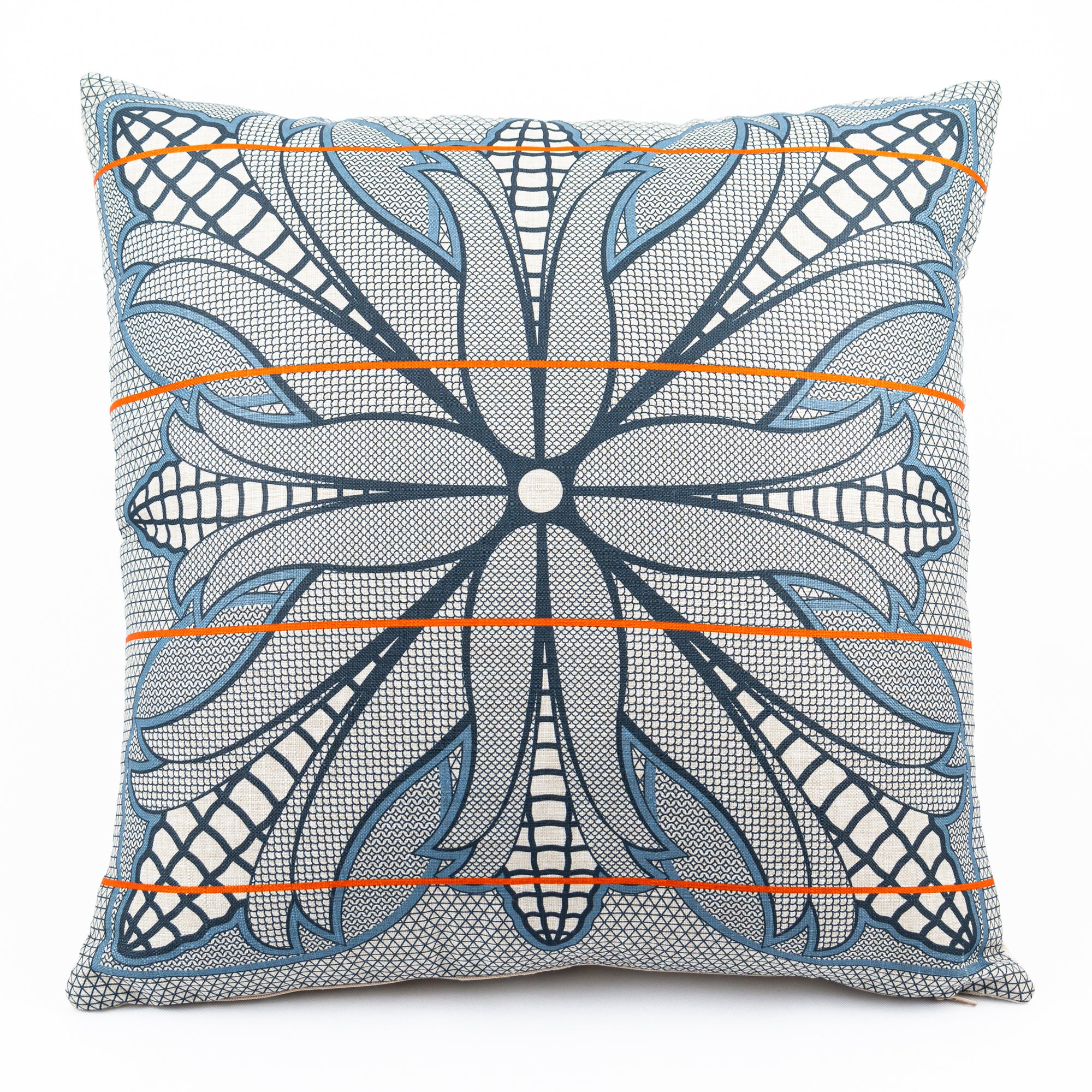 OBJECT: POONE EA BASOTHO SLATE BLUE & ORANGE CUSHION COVER // REF: PW-SS-PL200