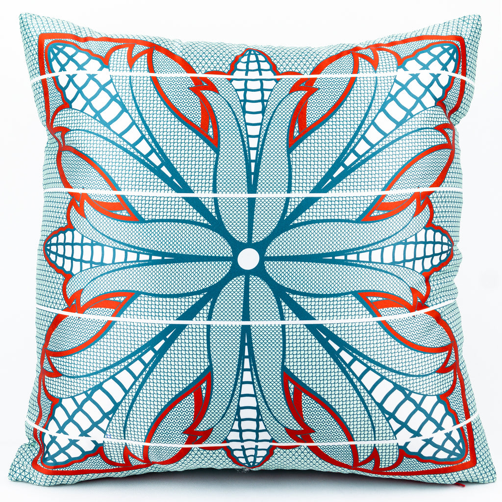 OBJECT: POONE EA BASOTHO WHITE & RED CUSHION COVER // REF: PW-SS-ST130