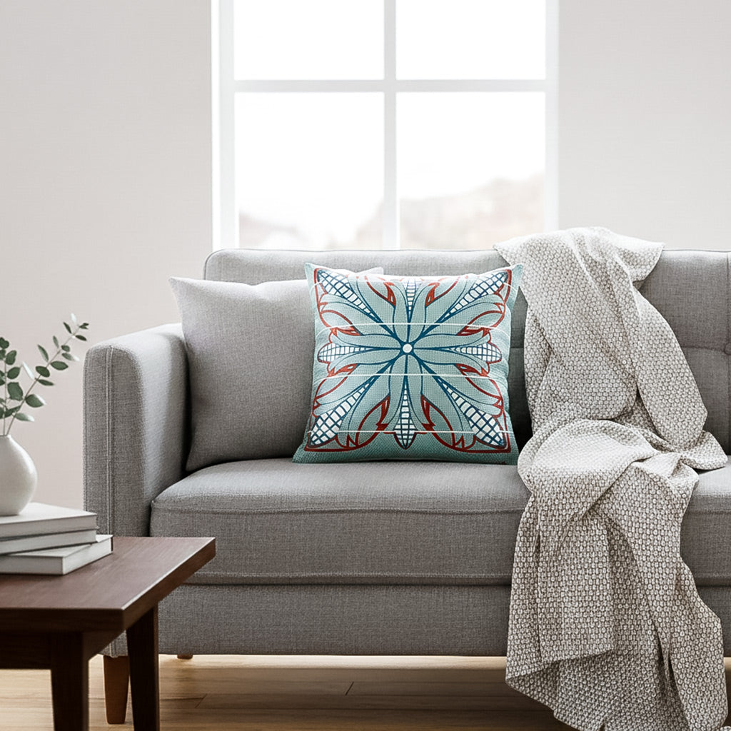 OBJECT: POONE EA BASOTHO WHITE & RED CUSHION COVER // REF: PW-SS-ST130