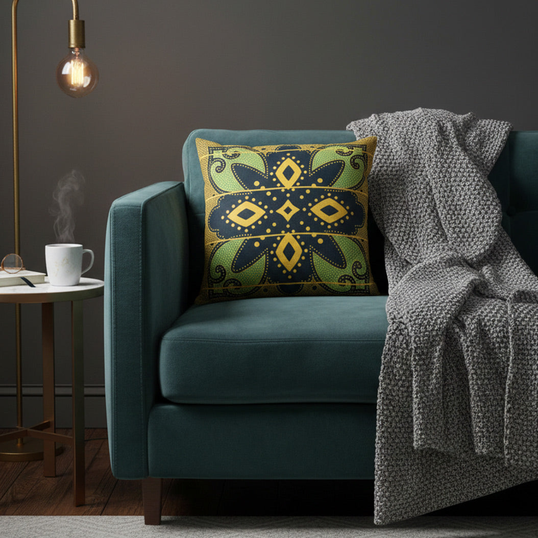 OBJECT: SPIRIT OF BASOTHO CHARCOAL & LIME CUSHION COVER // REF: PW-SS-PL200